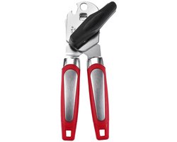 Keukengereedschap blikopener – 15*4*7 cm – Rood – 1 Stuk – 3-in-1 handmatig model, ergonomische draaibare handgreep, roestvrij staal roestbestendig, gladde veilige rand, geschikt voor senioren, thuiskeuken, kamperen & dagelijks koken