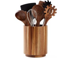 Keukengerei houder - 360° Draaibaar keukengerei houder organizer - Houten - Voor Aanrecht Organizer Bestek Lepel Spatel Gereedschap Bestekbak - Keukengereihouder