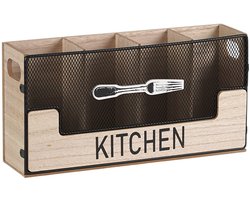 keukengerei houder - Keukengereihouder - bestekhouder - Aanrecht Organiser - Geschikt voor Pollepels, Spatels, en meer - 29.5*8*15cm - zwart - Houten