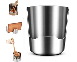 Keukengerei Houder - Keukenhouder - Multifunctionele 2-in-1 keukenhouder - Pannendeksel Houder - Keukengereirek - Dekselhouder - Bestekhouder - Keukengereihouder - Ruimtebesparend - voor pollepels, lepels, pannendeksels en snijplanken - zilver