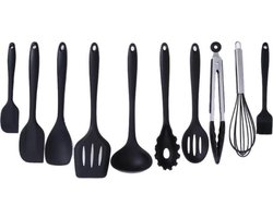 Keukengerei set - 10-delig - Anti-aanbak - Kookgerei set - BBQ accessoires - Zwart