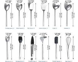 keukengerei set van 12 keukengereedschapsset met 14 haken
