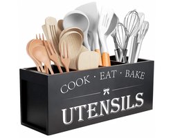 Keukengereirek – organizer keuken - bestekhouder – Keukengerei - Keukengerei – Alleen opbergdoos - Hout – Zwart