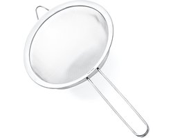 Keukengietzeef Edelstaal 20 cm – Fijnmazige Zeef – Stevig & Vaatwasserbestendig - Rvs - zilver - Bredline