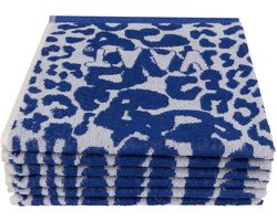 Keukenhanddoek leopard 1 kobaltblauw / grijs