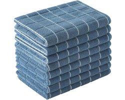 Keukenhanddoek - Theedoekenset - Microfiber - 30x30 cm - Geblokt - Blokdoeken - Horeca Theedoeken - Vaatdoek - Theedoeken en Keukendoeken set - Toilet handdoek - Gastenhanddoek - Hotelkwaliteit - Handdoeken - Set van 8 - 30x30 cm！