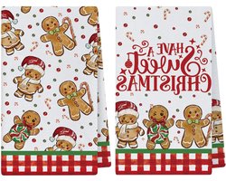 Keukenhanddoeken Set - Theedoeken Keukendoeken - Keuken Schoonmaken - Absorberend en Duurzaam - 45 x 66 cm - Xmas Peperkoek