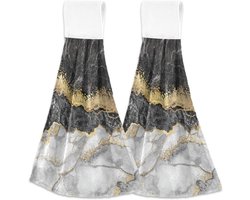 Keukenhanddoeken Set - Zachte Handdoeken - Keuken Decoratie - Sneldrogend Absorberend - 2 Stuks 35x46cm - Marmer Goud