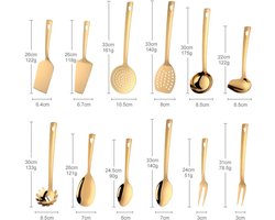 Keukenhulp Set van 12 Roestvrij Staal Titanium Goud