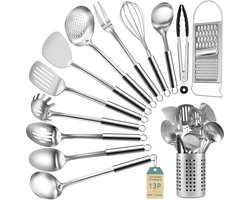 Keukenhulpset roestvrij staal - 13-delige set - hittebestendig