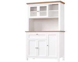 Keukenkast (104×40×180cm), hoog keukenbuffet, vitrinekast, buffetkast met verstelbare planken, dressoir met ledverlichting, variabele lichtkleuren, wit