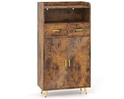 Keukenkast 113 cm – Voorraadkast met Deuren, 2 Laden en Verstelbare Plank, Modern Dressoir Koffie