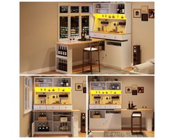 Keukenkast (137*45*178 cm), hoog keukenbuffet, multifunctioneel buffet, snackkast, tafelkast, bureau, opbergkast met twee deuren en drie lades, wit