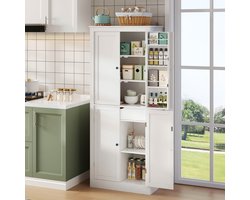 Keukenkast - 182×40×75 cm - 2 Deuren + Interne Lade + Opbergvakken - Multifunctioneel - MDF - Wit