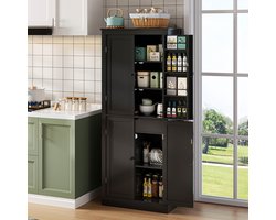 Keukenkast - 182×40×75 cm - 2 Deuren + Interne Lade + Opbergvakken - Multifunctioneel - MDF - Wit