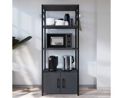 Keukenkast Arhuni 139x56x30 cm zwart en antraciet [en.casa]