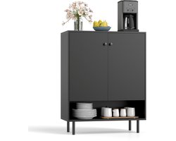 Keukenkast - Buffetkast – Organizer - Opbergkast - Kasten- Dressoir - Hout -Zwart