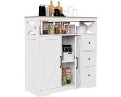Keukenkast – Dressoir – Buffetkast – Opbergkast – Highboard – Vrijstaand – Robuust MDF Met Massief Hout – Scandinavisch Design