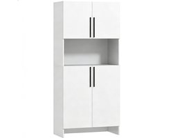 Keukenkast Dressoir Opbergkast Bijzetkast Voorraadkast Met Deuren en Planken Stevig Houten Frame Geschikt voor Keuken Woonkamer Eetkamer 79×40×175 cm Wit