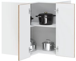 Keukenkast hoekhangkast - Opzetkast badkamerkast - Keuken organiseren - Ruimtebesparend hoekontwerp - 57 x 57 x 60 cm - Oud hout