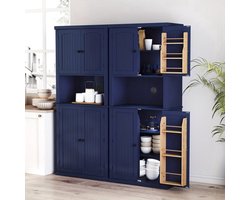 Keukenkast – Hoge Kast – Opbergkast – Buffetkast – Voorraadkast – Vintage Stijl – 7 Planken & Stevig Werkblad – Wit