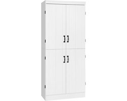 Keukenkast - Keuken-/eetkamer dressoir met 4 deuren en 6 opbergplanken - moderne stijl - 76 x 40 x 177 cm - wit