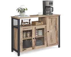 Keukenkast – Met 3 deuren – Eikenbruin-zwart – 110 x 33 x 75 cm – Industriële stijl