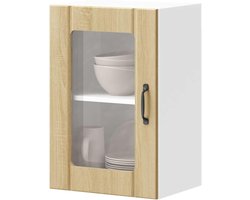 Keukenkast met deur - Opzetkast badkamer - Keuken opbergen - Glazen deur design - 40 x 31 x 60 cm