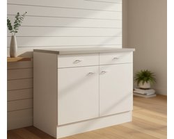 Keukenkast met Laden & Deuren – 100 cm Onderkast Wit – Veel Opbergruimte & Moderne Werkblad – Keukenmeubel Made in Germany – NoviHome