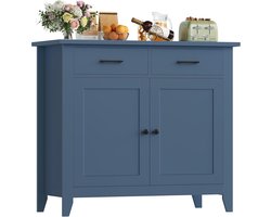 Keukenkast met werkblad, dressoir met 2 laden en 2 deuren, buffetkast voor keuken, woonkamer, eetkamer, hal, hout, landhuisstijl