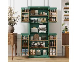 Keukenkast met werkblad en hoge kast voor eetkamer of woonkamer in groen