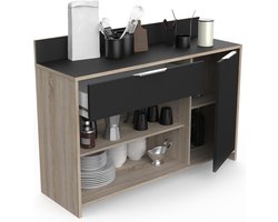 Keukenkast Mika 123 cm breed eiken met zwart