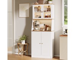 Keukenkast - Opbergkast - Kast - Buffetkast - Dressoir - Met Deuren en Verlichting - Servieskast - 70 × 40 × 180 cm