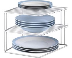 Keukenkast Organizer | Keukenkast Rek | Borden Rek | 2 Verdiepingen | Wit