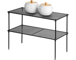 Keukenkast plank organizer - 2-pack uitbreidbaar en stapelbaar opbergrek voor keuken, badkamer, wasruimte opbergrek