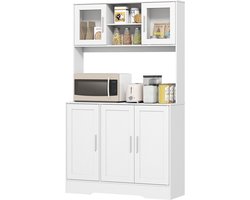 Keukenkast Scandinavisch Design met Glazen Deuren - Wit