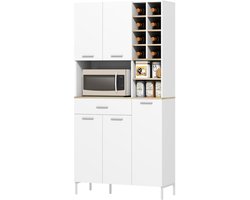 Keukenkast Scandinavisch Design met Glazen Deuren - Wit