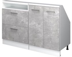 Keukenkast Schuine Wand - Opbergkast Hoek - Ruimte Optimaliseren - Op Maat Gemaakt - 120 cm Breed - Beton