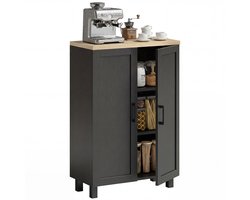 Keukenkast - Smal dressoir met 2 deuren voor de woonkamer of keuken - met verstelbare plank voor de hal - 60 x 30 x 90 cm - zwart