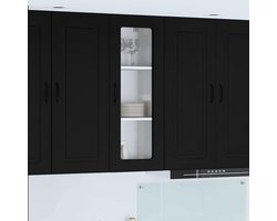 Keukenkast | Wandkast | Muurkast | Opbergkast aan de muur Zwart 40 x 31 x 100 cm Bewerkt hout