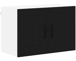 Keukenkast | Wandkast | Muurkast | Opbergkast aan de muur Zwart 60 x 31 x 40 cm Bewerkt hout