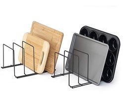 Keukenkastorganizer - Set van 2 - Verticaal rek voor snijplanken en bakgerei - Zwart