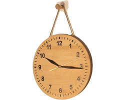 Keukenklok Houten - Wandklok Stil - Thuisgebruik Keuken - Massief Bamboe - 30x30cm - Natuurlijk