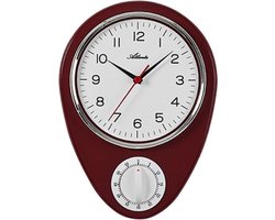 Keukenklok met timer vintage rood