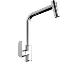 Keukenkraan Plieger Dour 1-Gats - Uittrekbare handdouche - Met zijbediening - Chroom