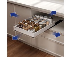 Keukenlade schuiflade organizer, gootsteenkast en keukenkast organizer, telescopisch keukenrek, uitschuifbaar, verstelbaar, wit, small