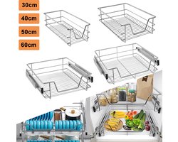 Keukenlade Telescopische Lade -Geldt voor Breedte 60cm Keukenkast- Zilver-4 stukken Voor 57 cm (binnenbreedte)/60 cm (buitenbreedte) kastbreedte