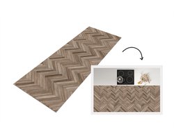 Keukenloper 150x50 cm - Keukenmat vinyl Patronen - Hout - Bruin - Keukenmatten loper - Keuken vloerkleed tapijt