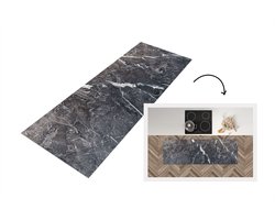 Keukenloper 180x60 cm - Keukenmat vinyl Marmer - Grijs - Wit - Keukenmatten loper - Keuken vloerkleed tapijt