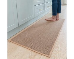 Keukenloper - 45*150 cm - Tapijt - Keukenmat - Keuken tapijt - Deurmat - Badmat - Douchemat - Badkamermat - Vloermatten - Schoonloopmat - Huisdierenmat - Vloerkleed - Loper Tapijt - met rubberen achterkant - voor de gootsteen, hal, wasruimte - beige